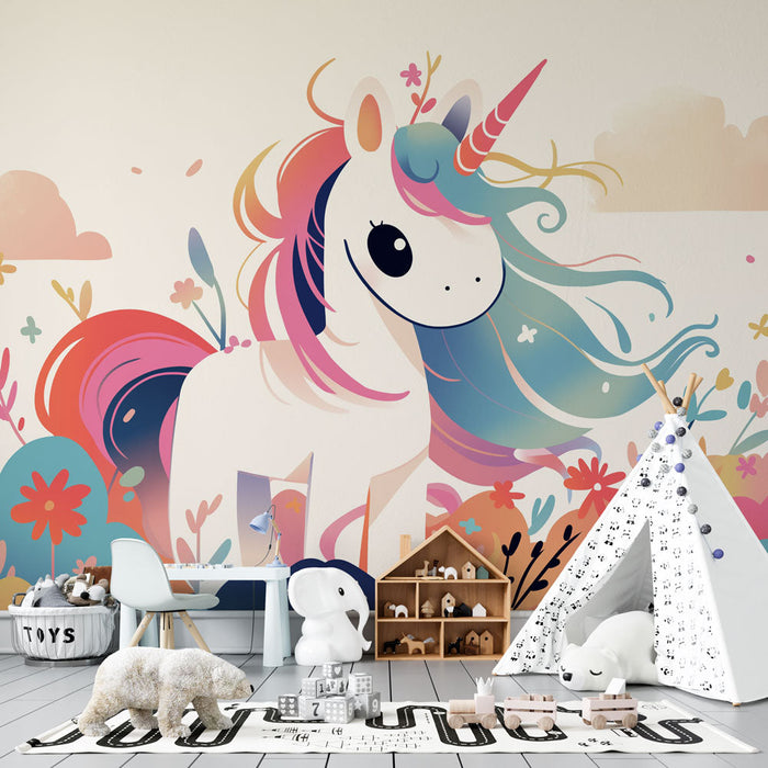 Papel pintado de unicornio | Plantas multicolores