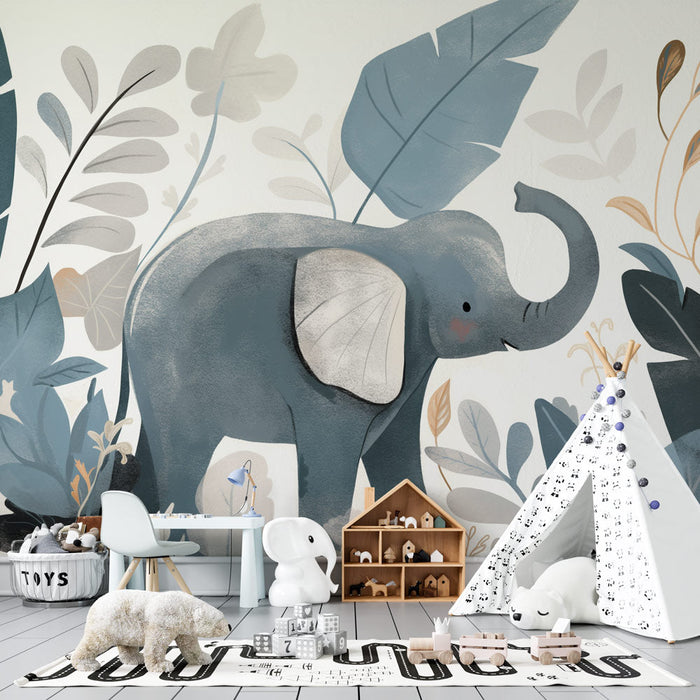 Papel pintado de elefante | Estilo de dibujo infantil