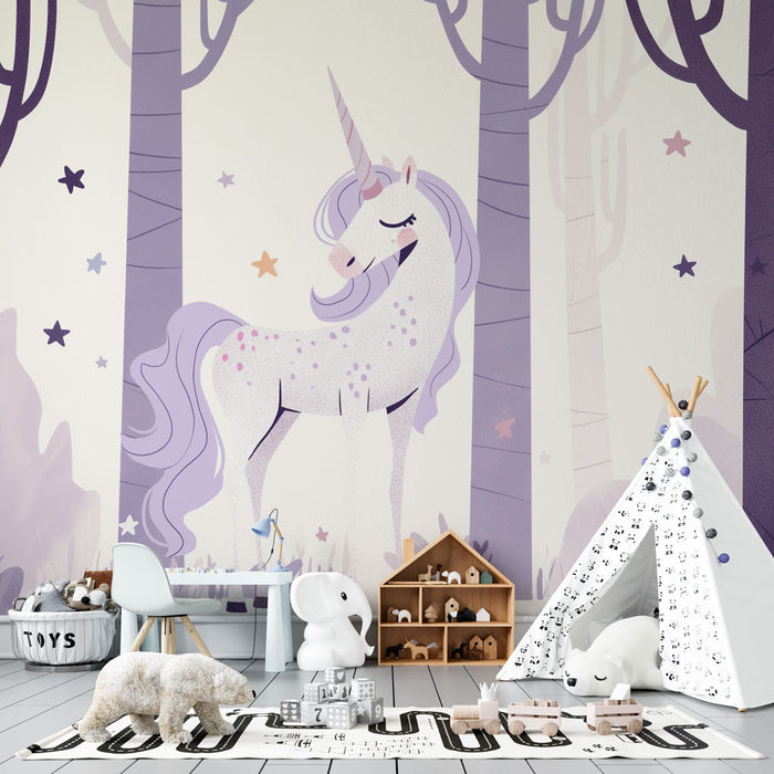 Unicorn Mural Wallpaper | Mauve Pastel