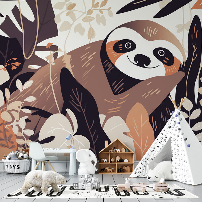 Jungle Mural Wallpaper | Sloth