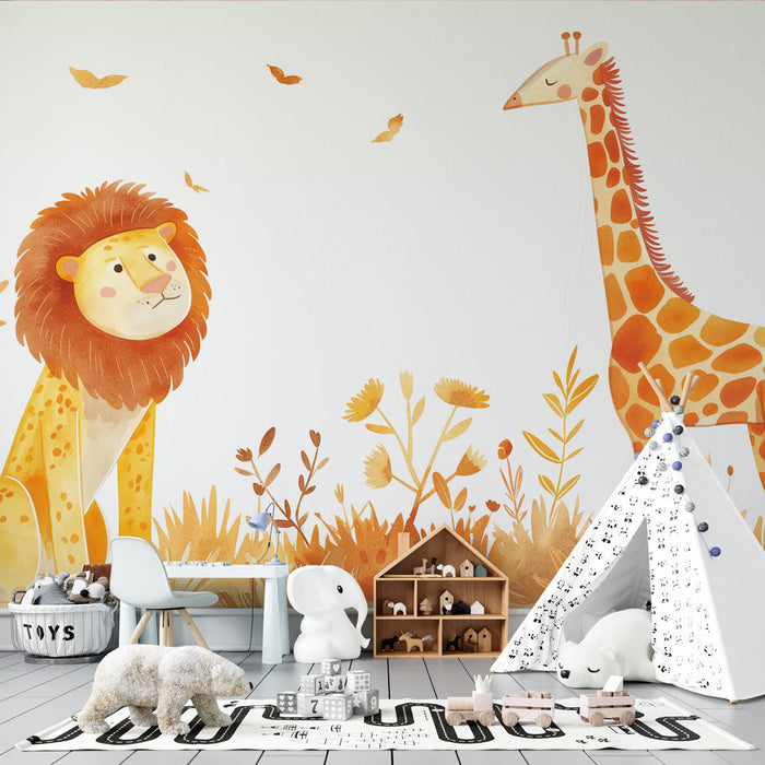 Savannah Tapete | Löwe und Giraffen Design für Kinder