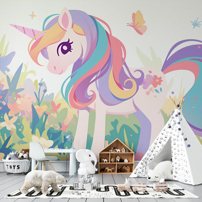 Papel pintado de unicornio | Vegetación arcoíris