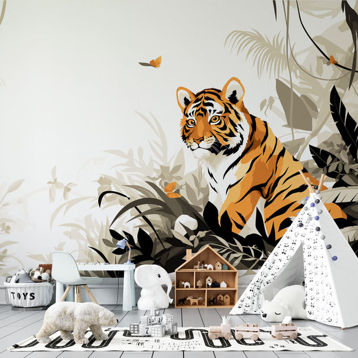 Papel pintado de la selva | Tigre colorido y bosque denso