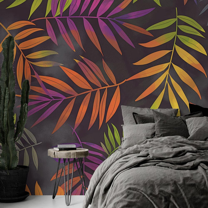 Tapetti palmulehdet | Lehdet väriliu'illa