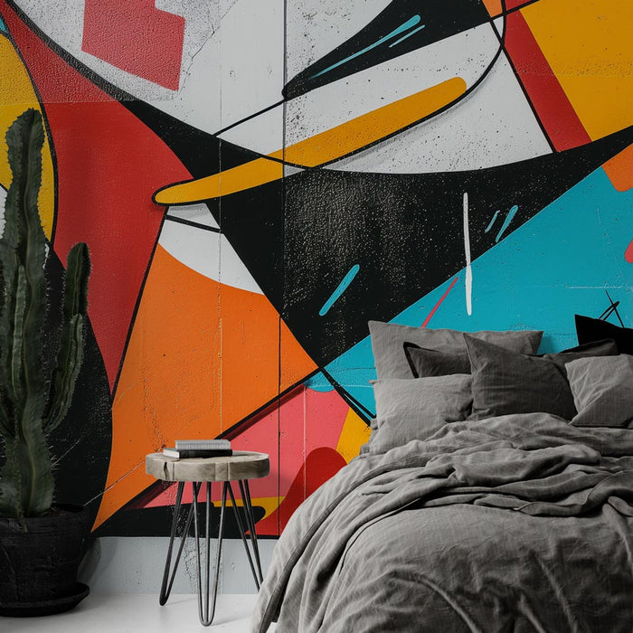 Fototapet pop art | Graffiti på trompe l'oeil væg