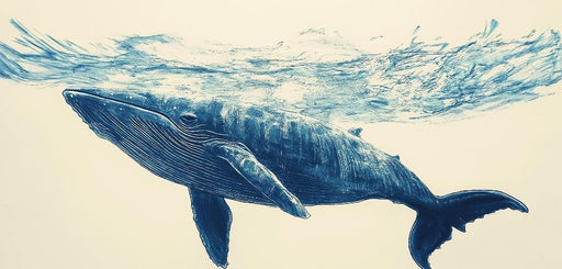 Mural Wallpaper whale | Artistic illustration of a majestic whale in the water