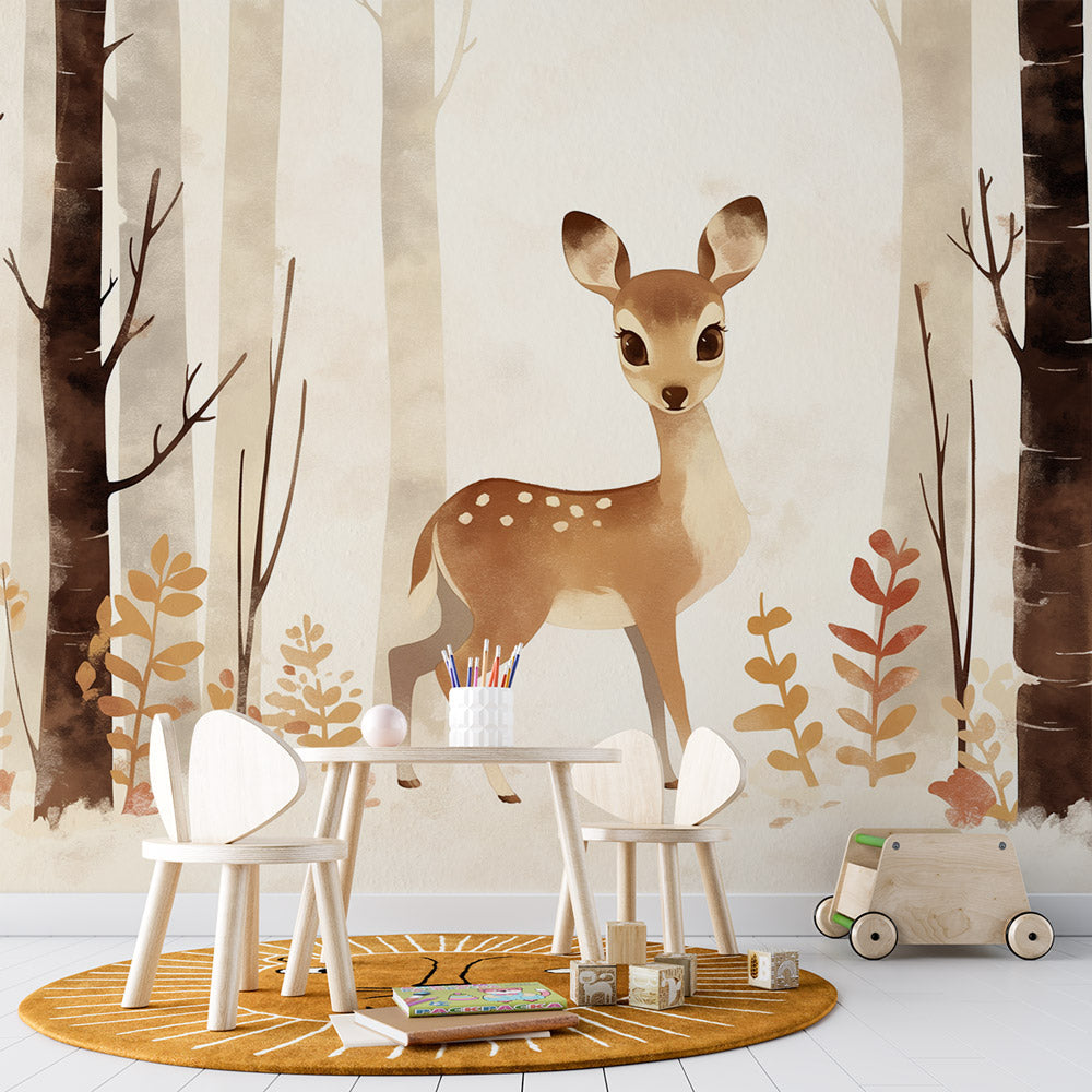 Hjort Fototapet | Tåkete Skog — WonderMural, image size:1000x1000