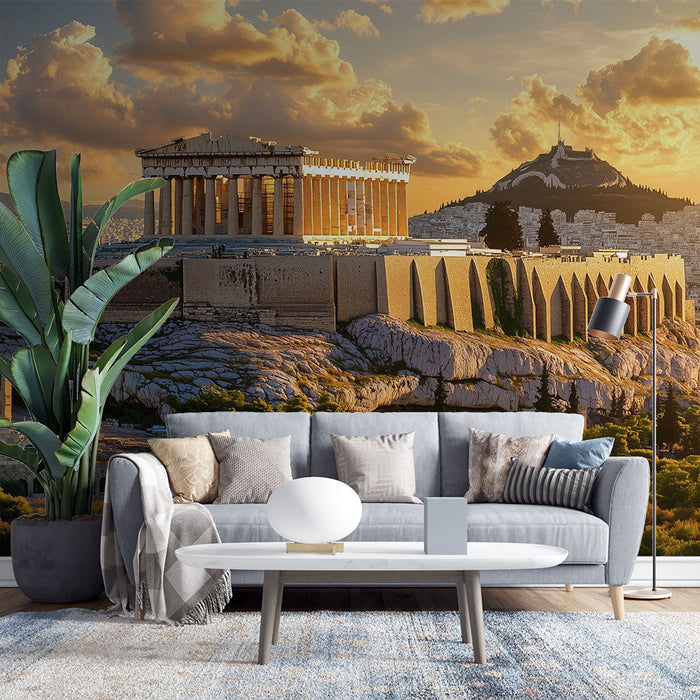 Falfestmény tapéta Parthenon | Arany ragyogás naplementekor