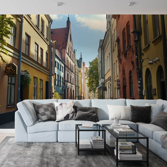 Carta da parati architettura urbana | Pittoresca strada di ciottoli