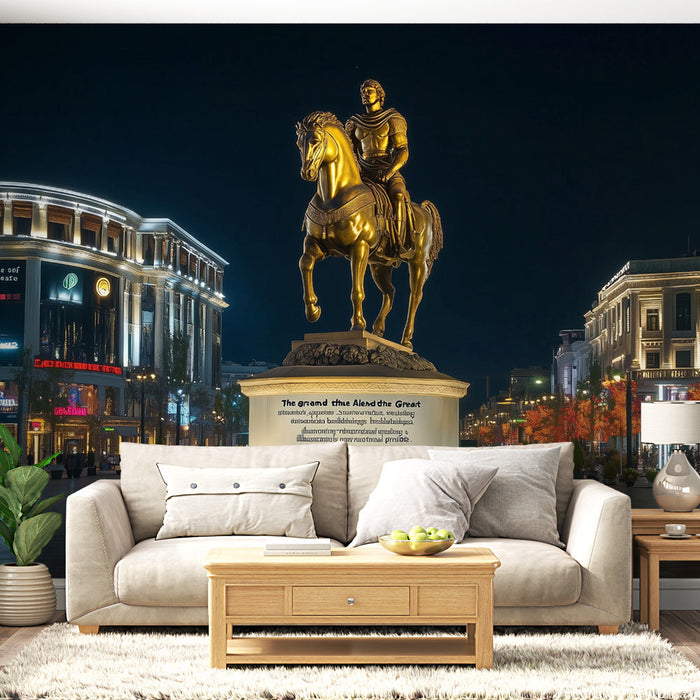 Tapete equestrian statue | Nocturnal golden glow
