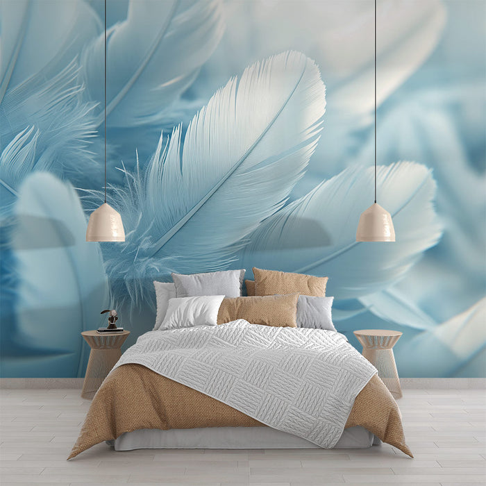 Zen Wallpaper | White and Blue Feathers