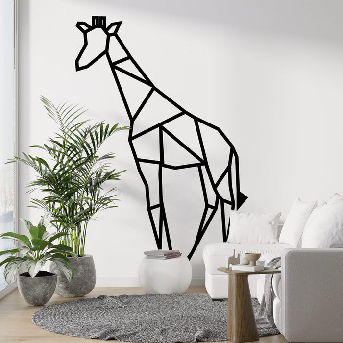 Geometric Animal Mural Wallpaper | Black and White Giraffe