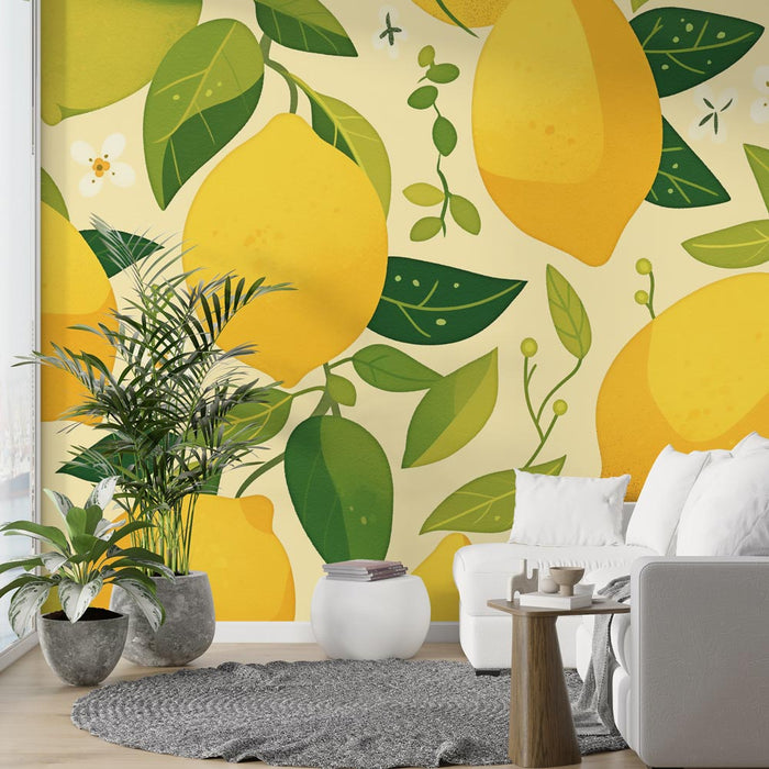 Papel pintado de limón | Estallidos de verde y amarillo