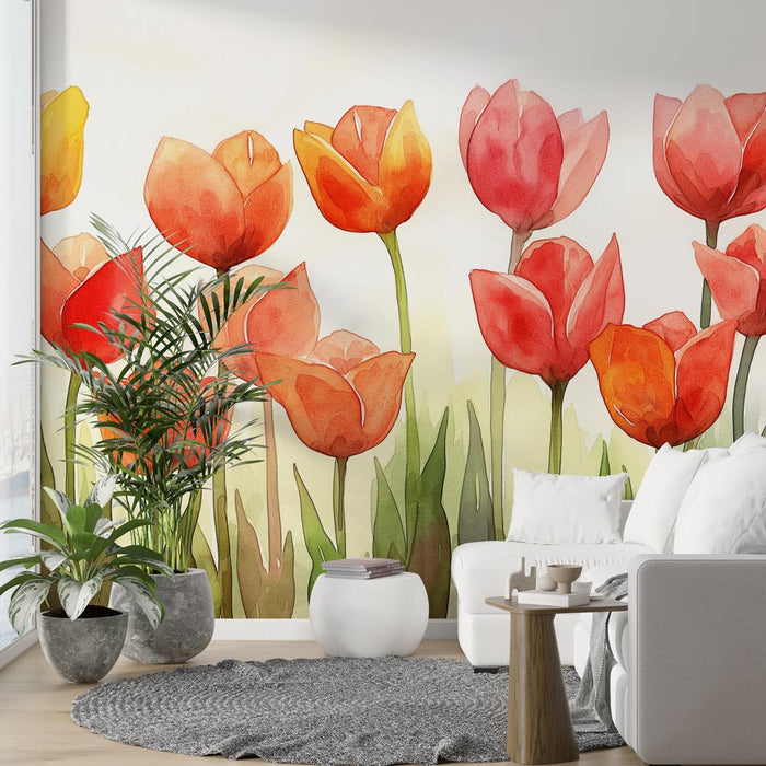 Bloemenbehang | Veld van Tulpen