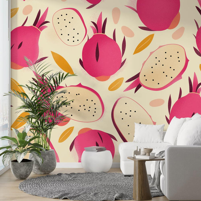 Tapetti Dragon Fruit Mural Wallpaper | Viipaloidut hedelmät