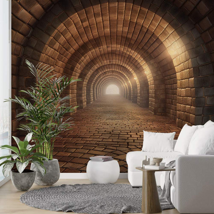 Mural Wallpaper Optical Illusion | Stone Tunnel