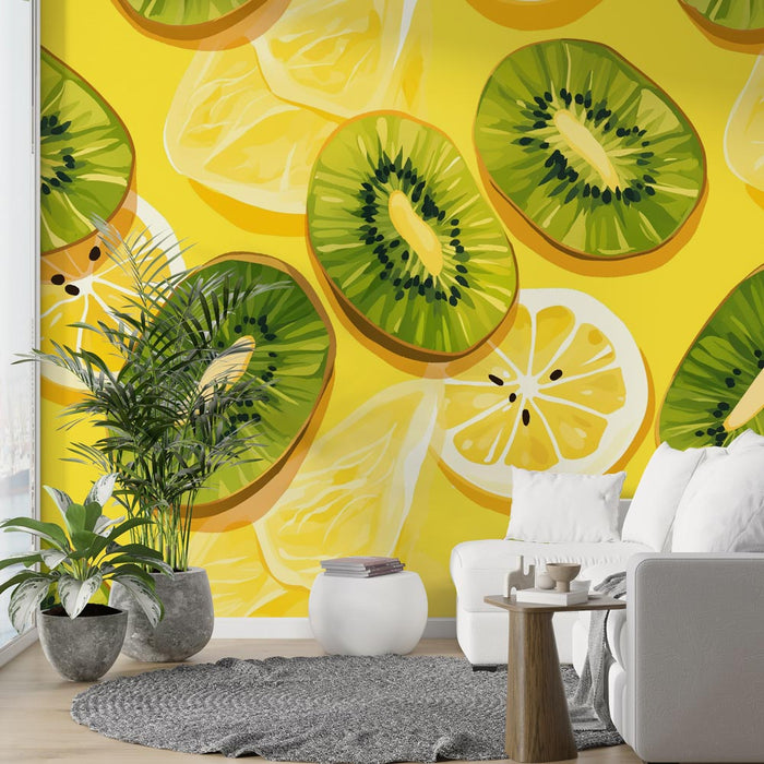 Kiwi and Lemon Carta da parati | Stile pittura