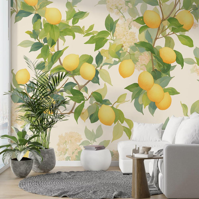 Lemon Wallpaper | Pastel Lemon Tree