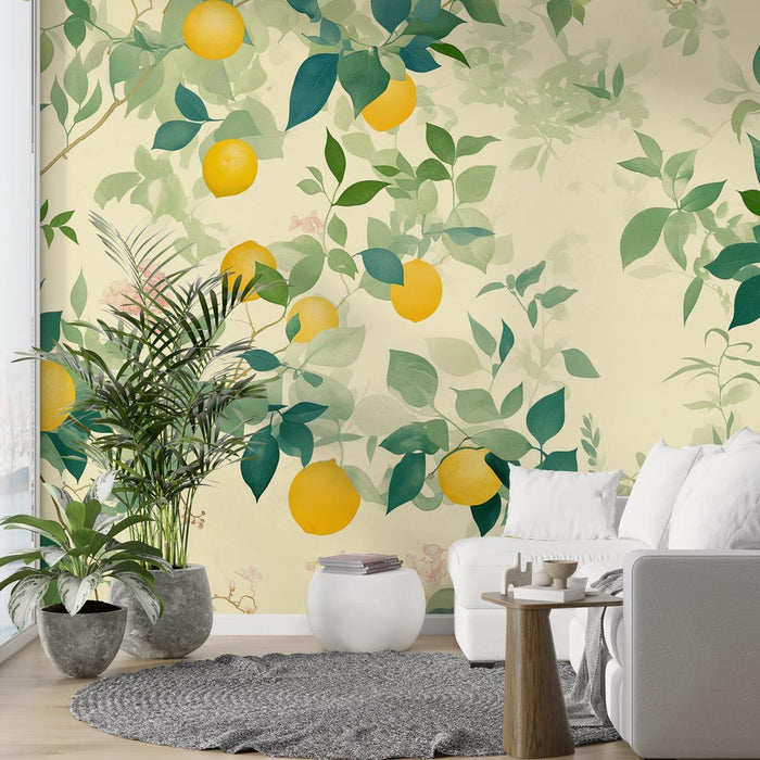 Lemon Mural Wallpaper | Summer Harvest