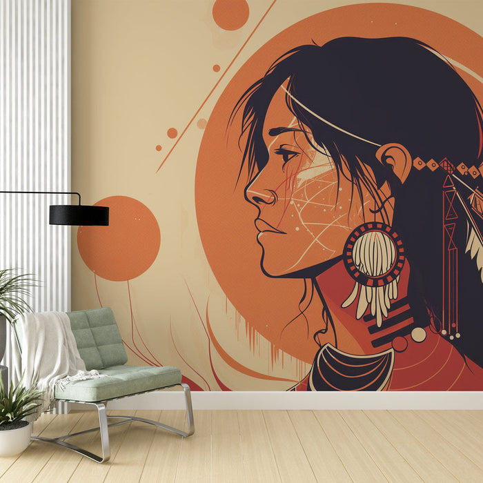 Mural Tapet Etnisk Amerindian | Portrett med mystiske inspirasjoner