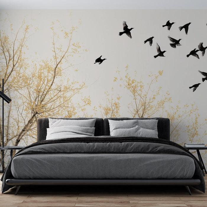 Tapeta letící ptáci | Elegantní siluety na přírodním pozadí