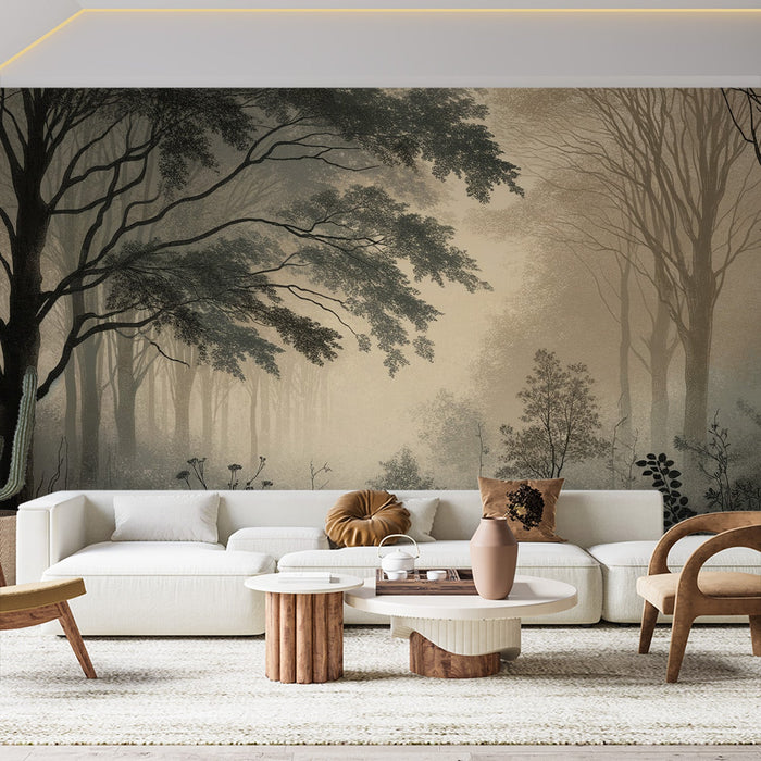 Papel de parede de samambaia | Floresta de samambaia vintage em preto e branco