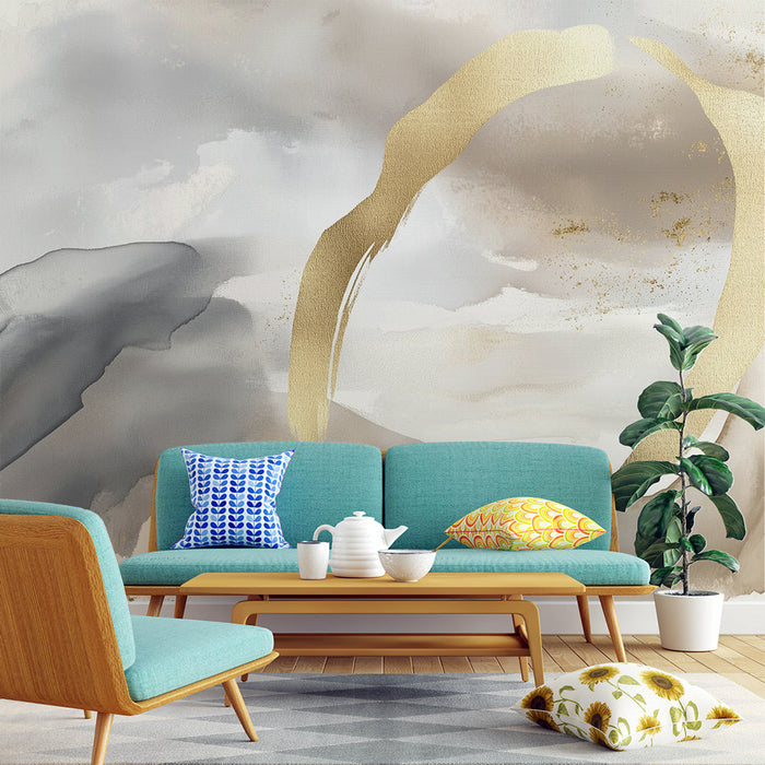 Tapeta | Zlatý kruh a šedé odstíny