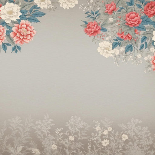 Vintage floral Mural Wallpaper | Colorful floral framing on neutral background