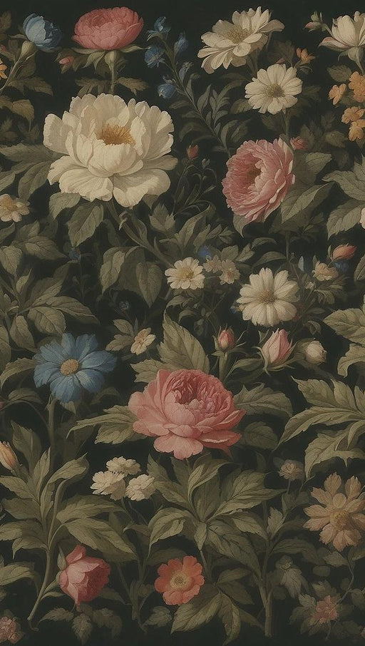 Vintage Floral Mural Wallpaper | Dull Tone and Retro