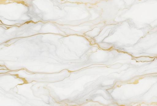 White Marble Effect Mural Wallpaper | Golden Veins