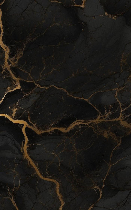 Black Marble Effect Mural Wallpaper | Golden Veins