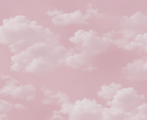 Cloud Mural Wallpaper | White on Pink Background
