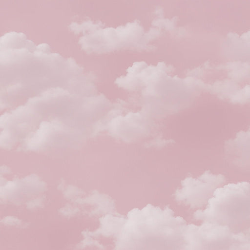 Cloud Mural Wallpaper | White on Pink Background