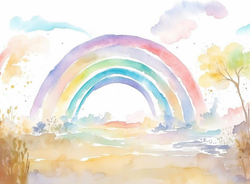Rainbow Mural Wallpaper | Multi-color Watercolor