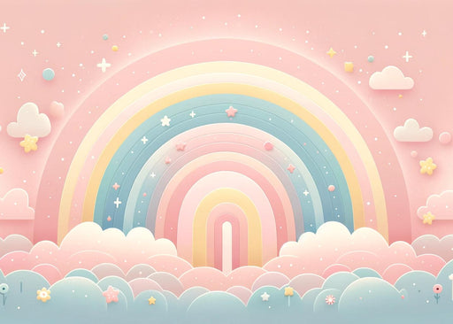 Rainbow Mural Wallpaper | Pink Sky and Cloud