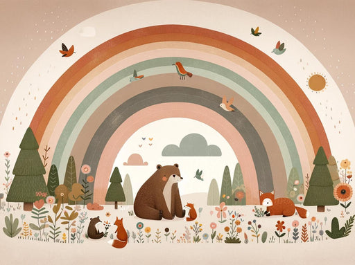 Rainbow Mural Wallpaper | Forest Animals