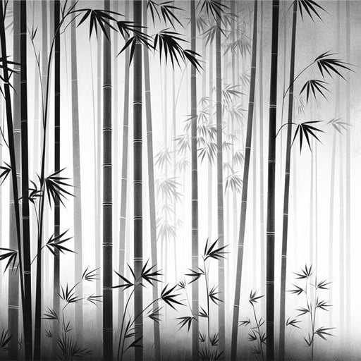 Bamboo Mural Wallpaper | Black and White Stems