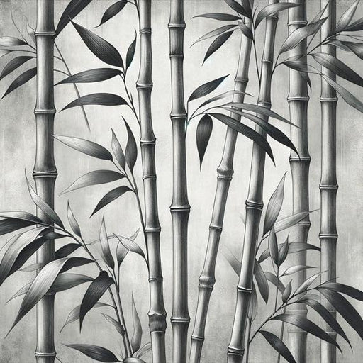 Bamboo Mural Wallpaper | Black and White Bamboo Stems