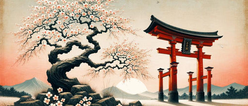 Japanese Cherry Blossom Mural Wallpaper | White Flowers with Japanese Arch