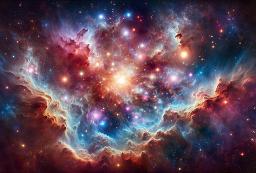 Space Mural Wallpaper | Orange, Blue, and Purple Galaxy and Milky Way