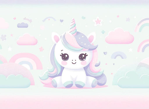 Unicorn Mural Wallpaper | Cartoon with Little Unicorn