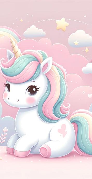 Unicorn Mural Wallpaper | Rainbow, Clouds, and Flowers
