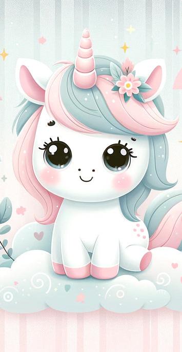 Unicorn Mural Wallpaper | Striped Background with Small Cloud
