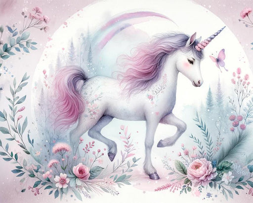 Unicorn Mural Wallpaper | Flowers, Forest, and Colors