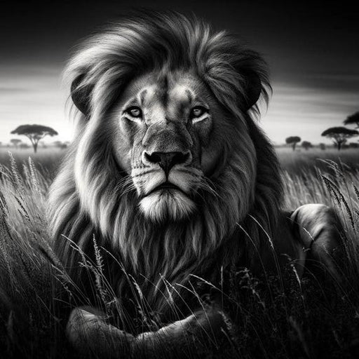 Black and White Lion Mural Wallpaper | Impressive Face