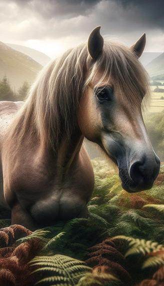 Horse Mural Wallpaper | Green Fern Meadow