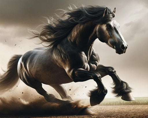 Black Horse Mural Wallpaper | Powerful Running Horse