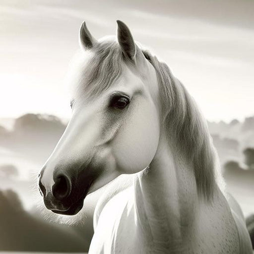 White Horse Mural Wallpaper | Close-up Face