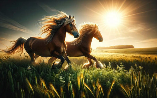 Horse and Meadow Mural Wallpaper | Sunset