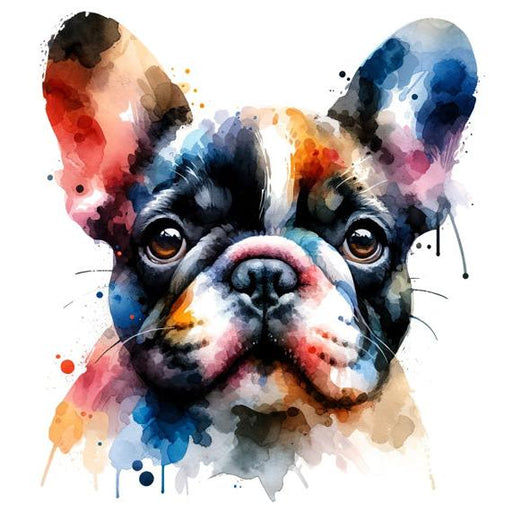 Watercolor Mural Wallpaper | Colorful French Bulldog